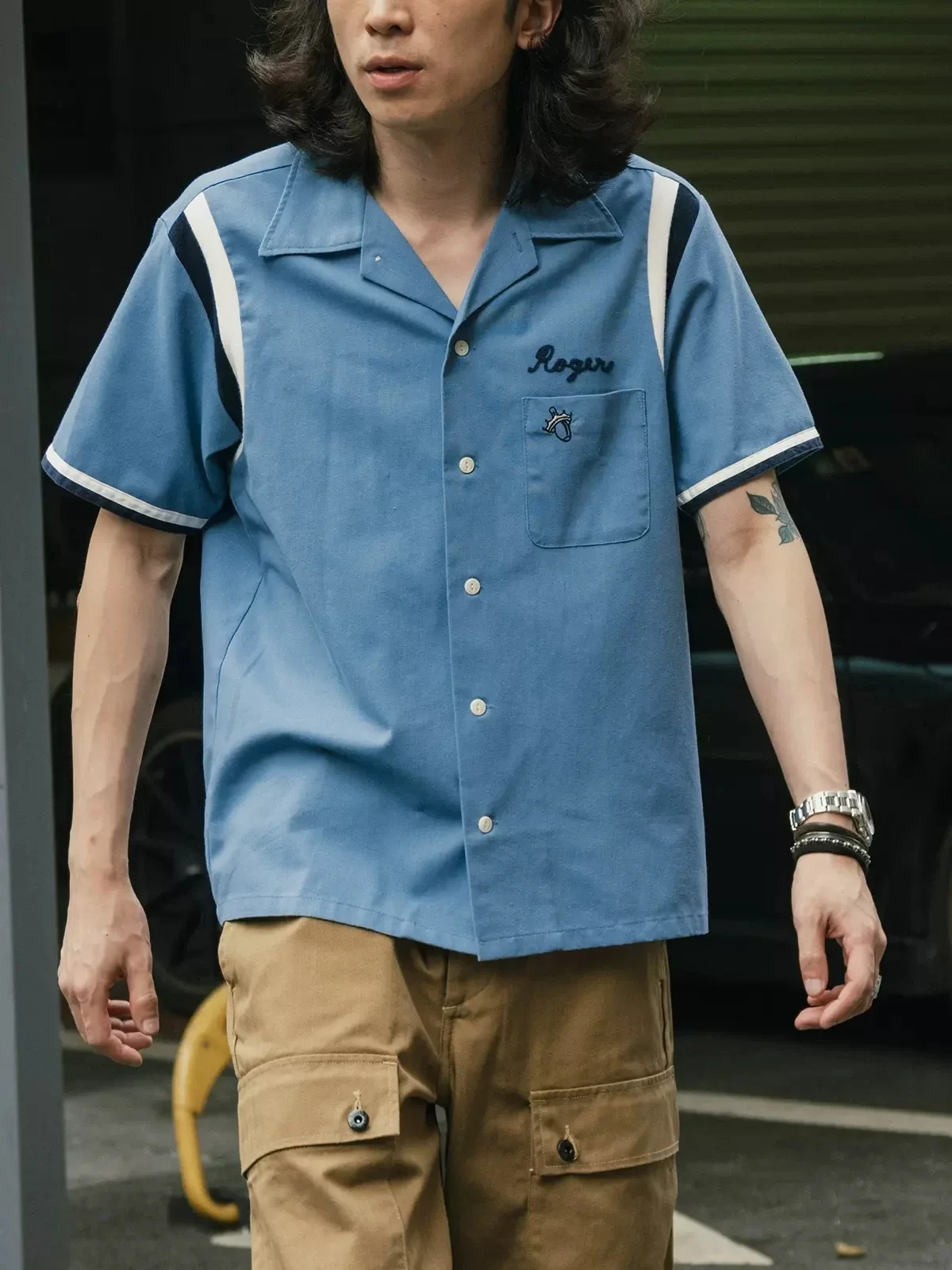 Bowling Shirt Camp - 남성용 주식 레트로 볼링 셔츠, 로커빌리