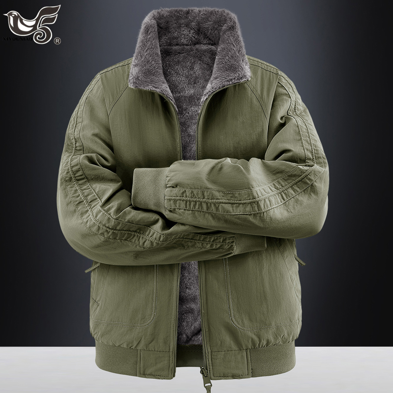 Varsity Jacket Wool - 남성 파카 두꺼운 따뜻한 리버시블 코트