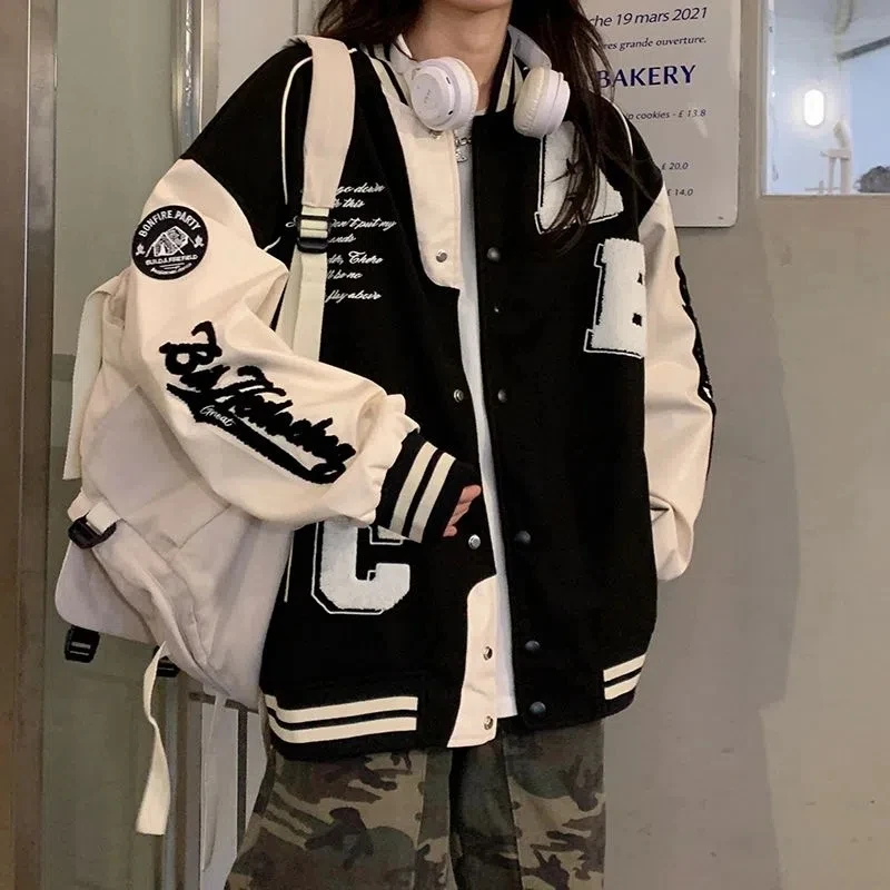 Varsity Jacket Wool - Y2k Lamb Wool Bomber Jacket 여성