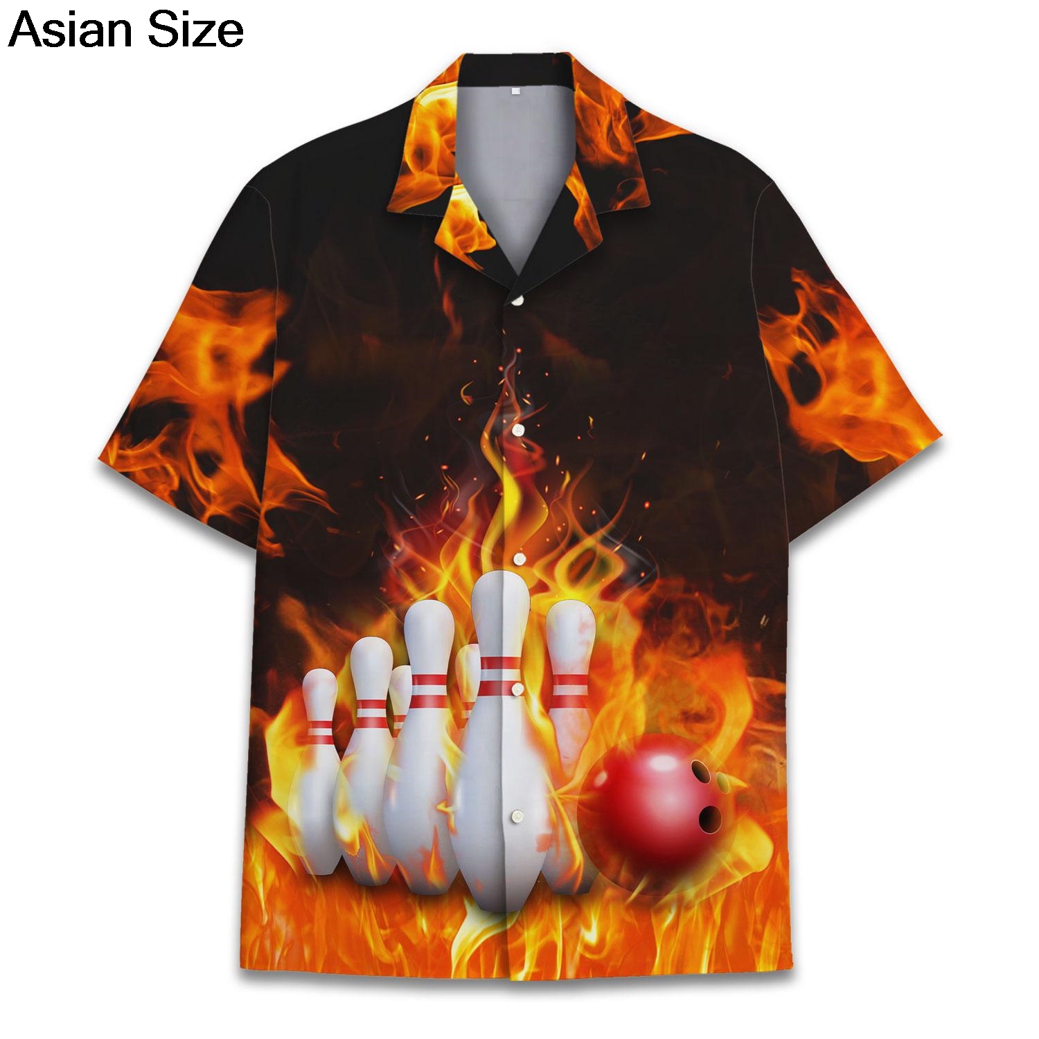 쿨 블루 파이어 볼링 스포츠 그래픽 패턴 유니섹스 반팔 - Bowling Shirt Camp 리뷰 및 가격