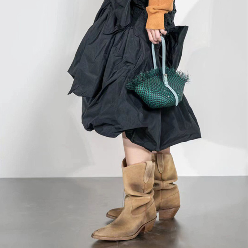 패션 빈티지 부츠 스플릿 토우즈 한국식 청키 힐 웨스턴 - Vintage And Modern Fashion 리뷰 및 가격