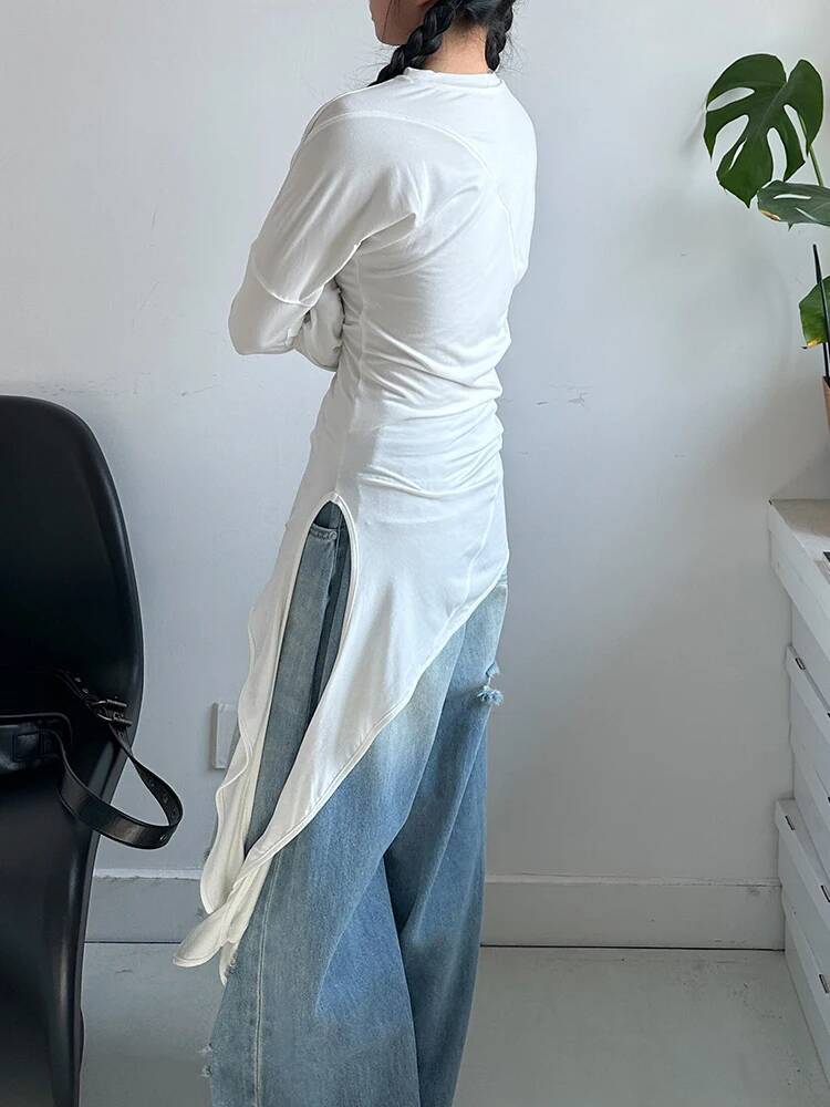 Hem 여성 흰색 불규칙한 우아한 긴 슬림 티셔츠 새로 - Vintage Fashion Build 리뷰 및 가격