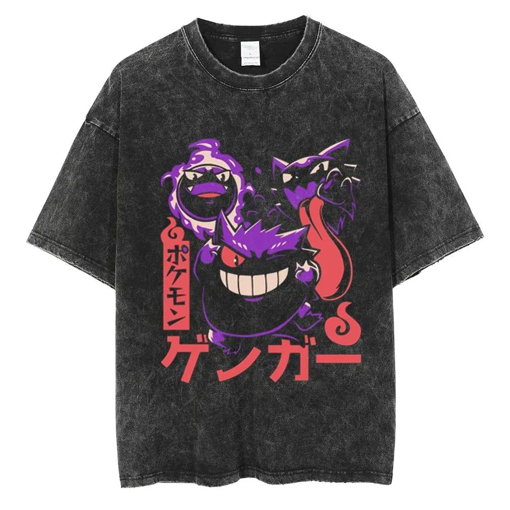 포켓몬 겐가와 피카츄 애니메이션 티셔츠, 빈티지 워싱  - Vintage Fashion In Japan 리뷰 및 가격