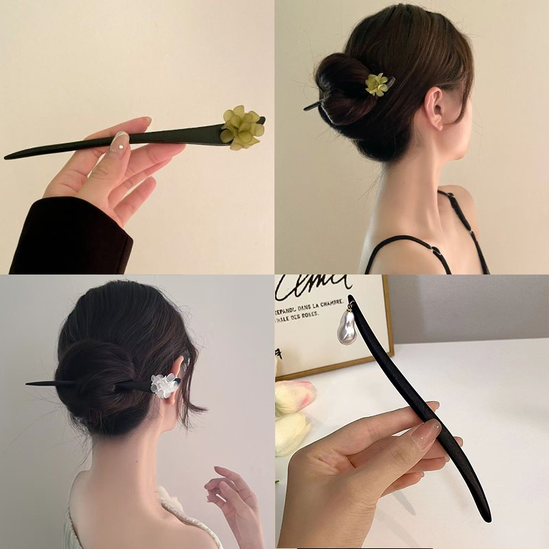 빈티지 중국 스타일 나무 꽃 머리 스틱 여성을위한 진주 - Vintage Fashion Guild 리뷰 및 가격
