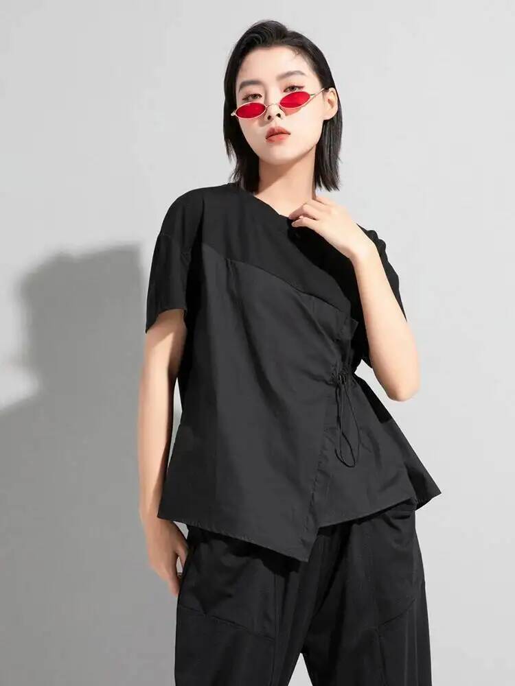 허리 여성 블랙 드로스트링 빅 사이즈 캐주얼 티셔츠 새 - Vintage Fashion Build 리뷰 및 가격