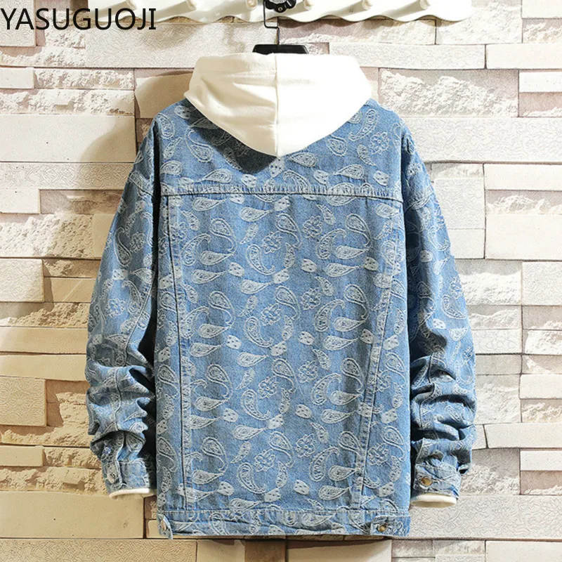 새로운 2025 봄 일본 빈티지 인쇄 데님 재킷 남자  - Vintage Fashion In Japan 리뷰 및 가격