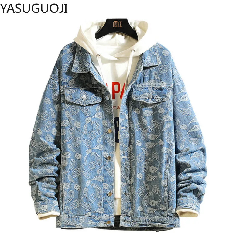 새로운 2025 봄 일본 빈티지 인쇄 데님 재킷 남자  - Vintage Fashion In Japan 리뷰 및 가격