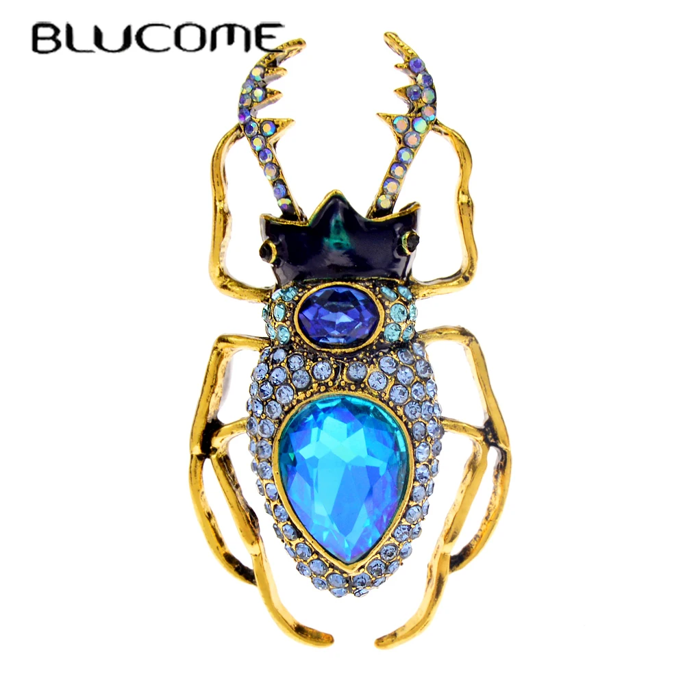 Blucome 블루 크리스탈 딱정벌레 브로치 여성용,  - Vintage Fashion Bug 리뷰 및 가격