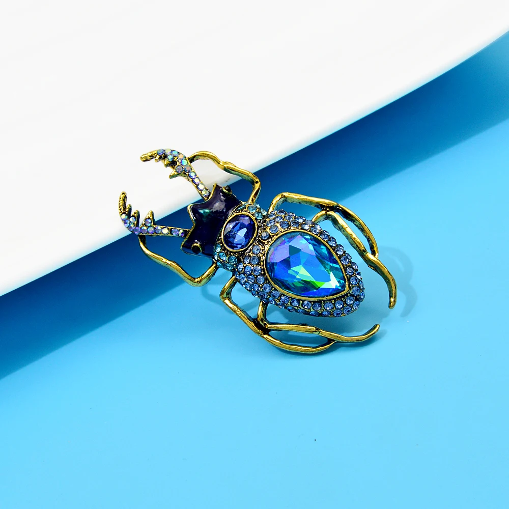Blucome 블루 크리스탈 딱정벌레 브로치 여성용,  - Vintage Fashion Bug 리뷰 및 가격