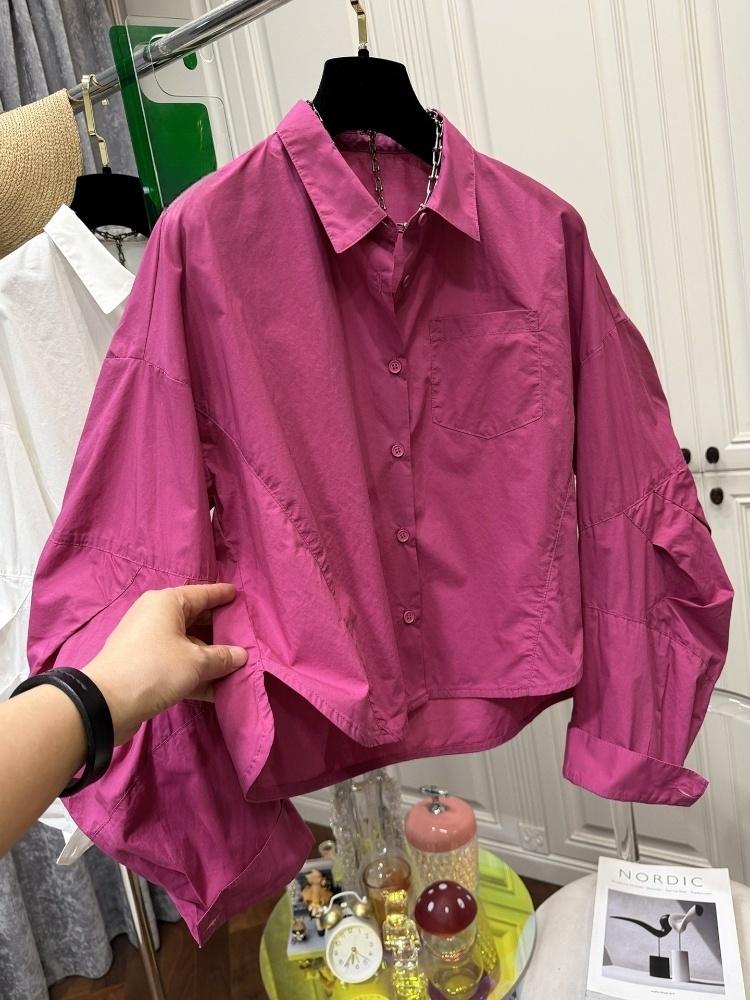 싱글 브레스트 여성 셔츠 솔리드 퍼프 슬리브 일본 스타 - Vintage Fashion In Japan 리뷰 및 가격
